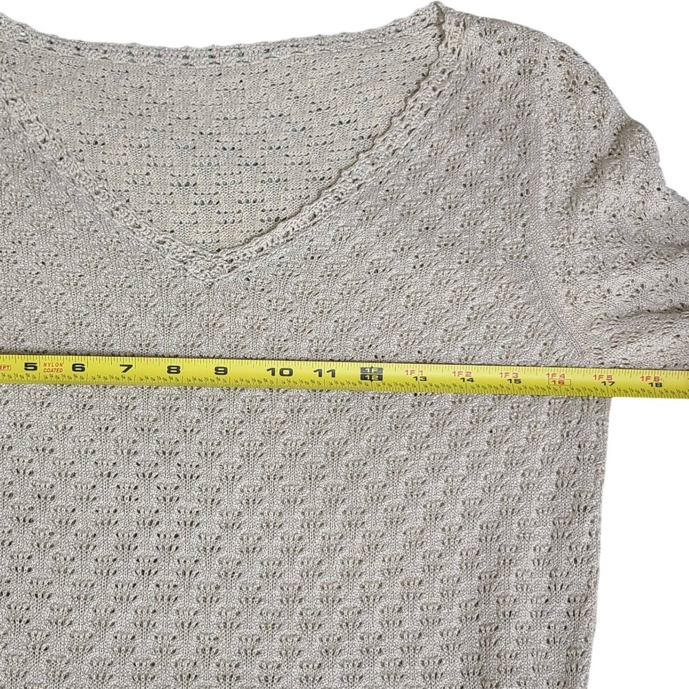 Beige Crochet Knit Lightweight Sweater‎ S Cottagcore Prairie Peasant Fairycore - Picture 10 of 10